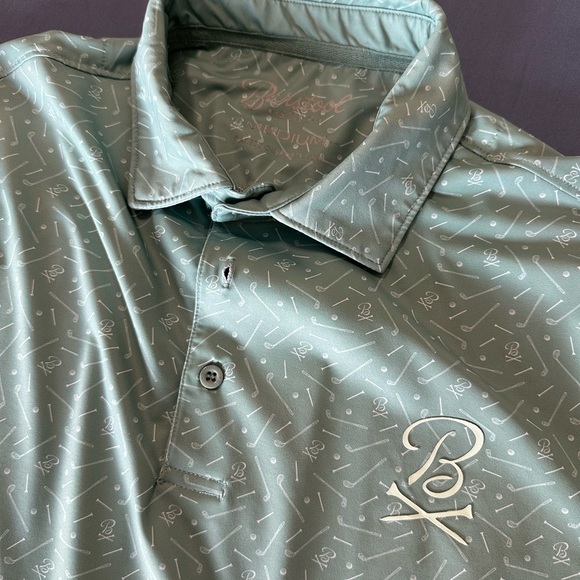 Barstool Sports‎ Elegant Green Golf Polo Shirt with Subtle Pattern - Picture 3 of 3